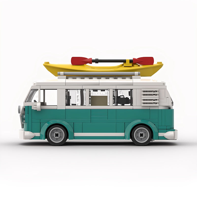 Turquoise Split-Window Camper Van With Kayak MOC Building Kit - 2