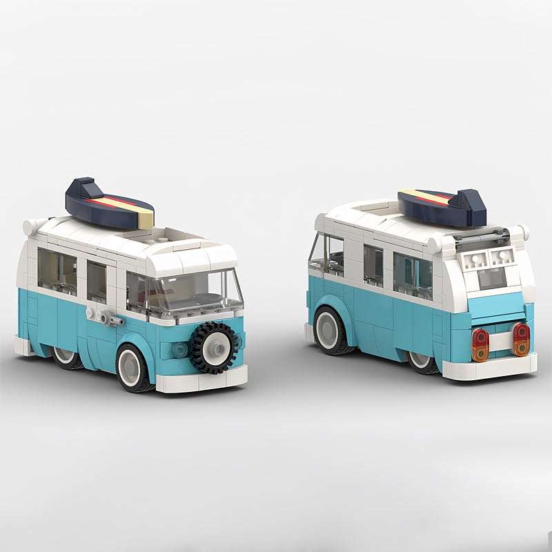 Turquoise Split-Window Camper Van With Kayak MOC Building Kit - 5