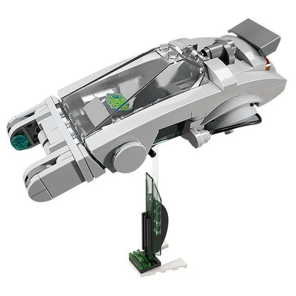 Twin-Nose Cyberpunk Aircar MOC Building Kit | Silver Flying Car - 1