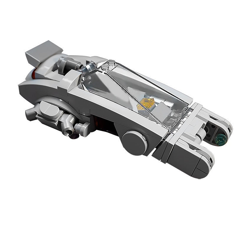 Twin-Nose Cyberpunk Aircar MOC Building Kit | Silver Flying Car - 2