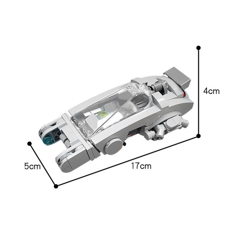 Twin-Nose Cyberpunk Aircar MOC Building Kit | Silver Flying Car - 3