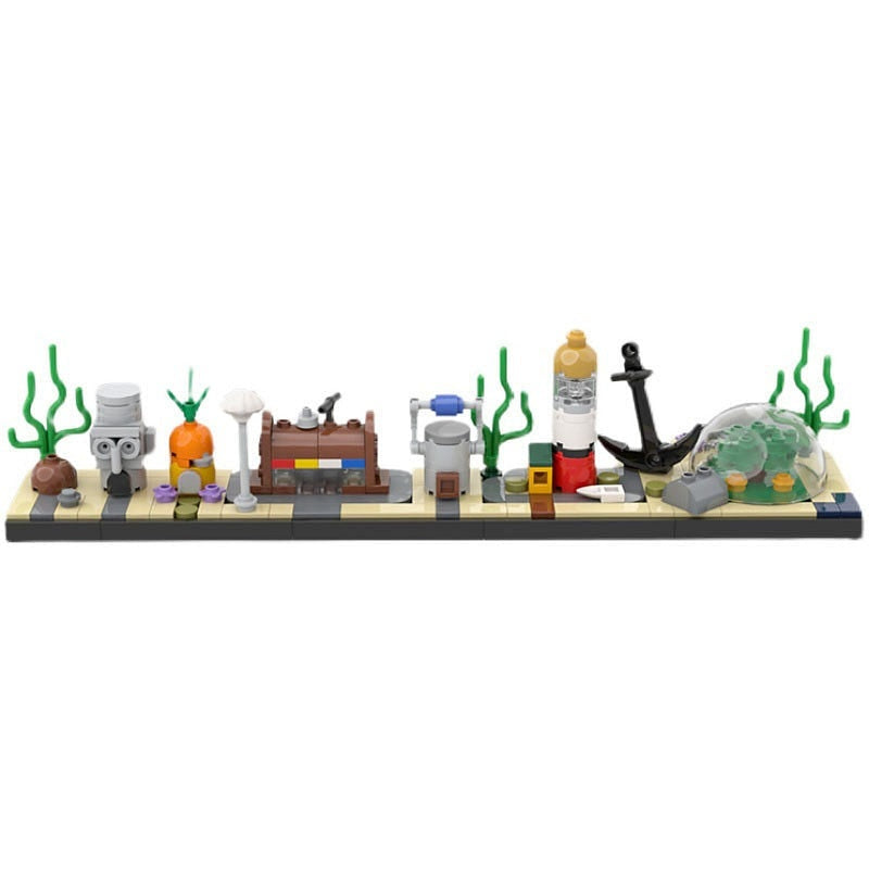 Underwater Cartoon Town Skyline MOC Architecture Building Kit - 1