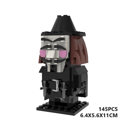 v for vendetta brickheadz moc set | lego-compatible | 145 pcs - 4