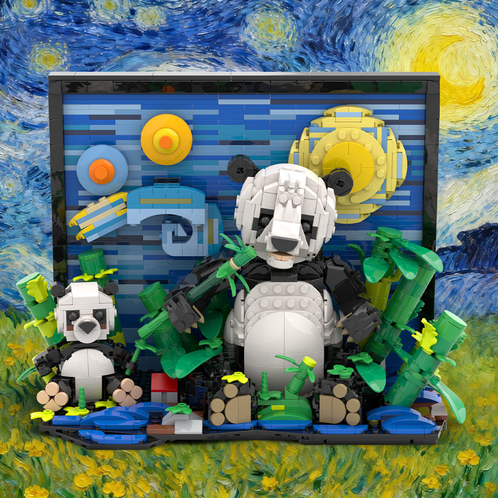 van gogh giant panda paintings building kit | lego compatible moc - 1