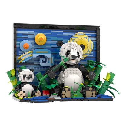 van gogh giant panda paintings building kit | lego compatible moc - 1