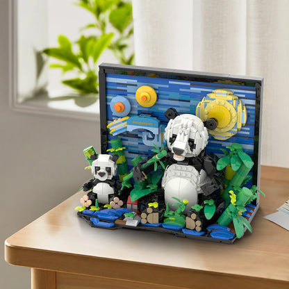 van gogh giant panda paintings building kit | lego compatible moc - 2