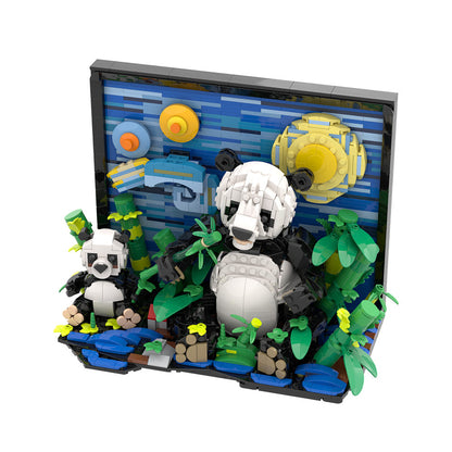 van gogh giant panda paintings building kit | lego compatible moc - 2