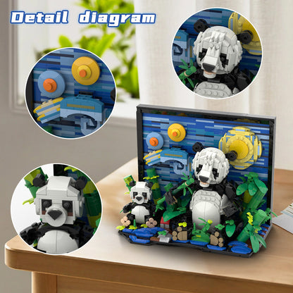van gogh giant panda paintings building kit | lego compatible moc - 3
