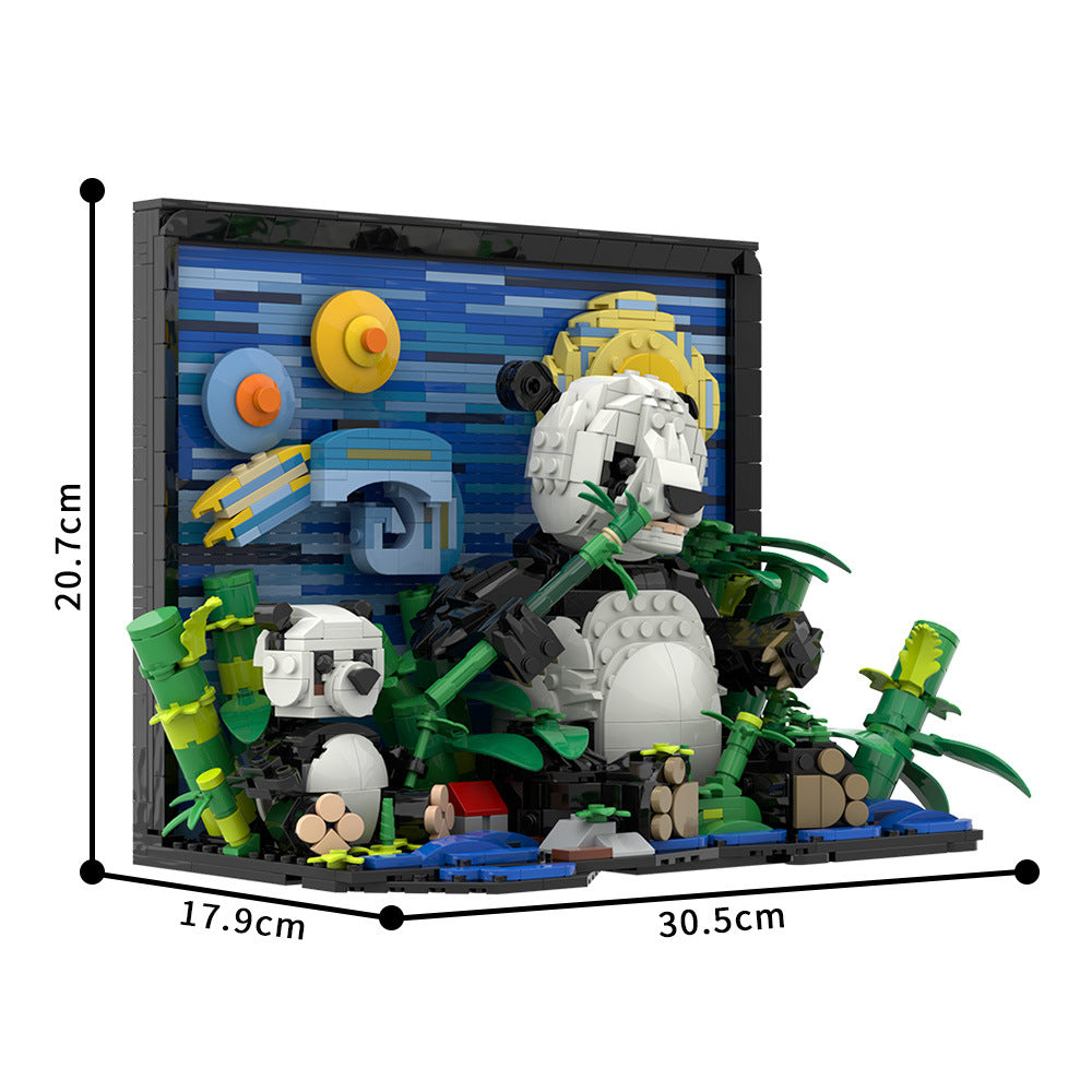 van gogh giant panda paintings building kit | lego compatible moc - 4