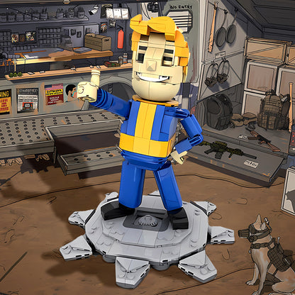 vault boy figurine with stand building set | fallout | moc-179833 - 1