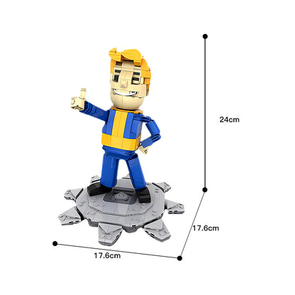 vault boy figurine with stand building set | fallout | moc-179833 - 4