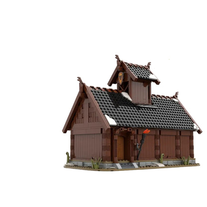 Viking God House MOC Norse Temple Architecture Building Kit - 1