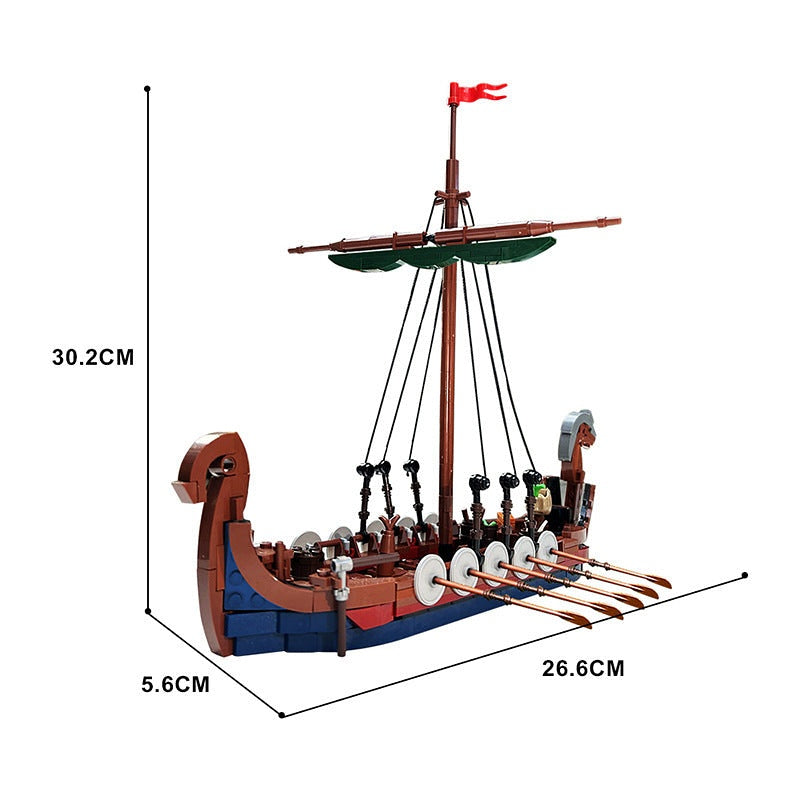 Viking Longship MOC Building Kit | Historic Wooden Sailing Vessel Model - 4