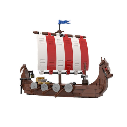 Viking Longship MOC Building Kit | Historic Wooden Sailing Vessel Model - 7