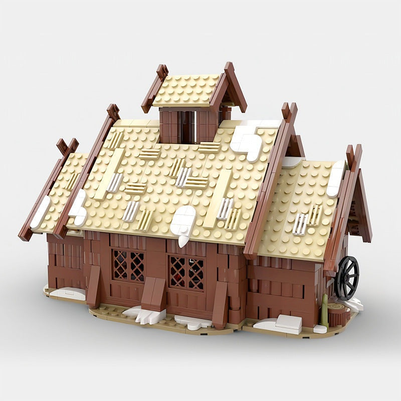 Viking Mead Hall MOC Building Kit | Nordic Village Architecture Model - 3
