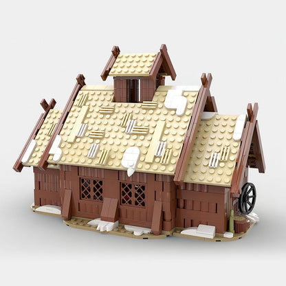 Viking Mead Hall MOC Building Kit | Nordic Village Architecture Model - 3
