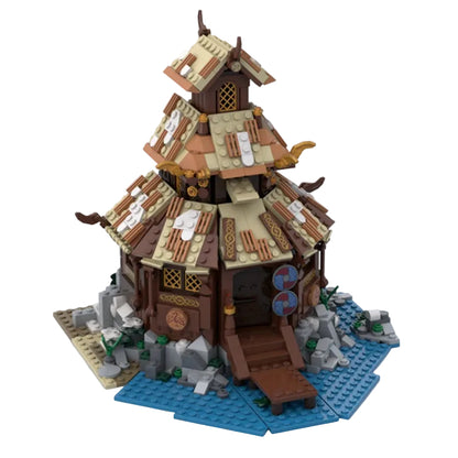 Viking Temple Coastal Timber Architecture MOC Building Kit - 1