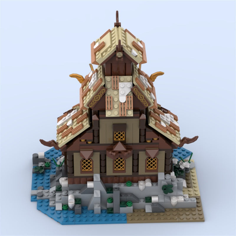 Viking Temple Coastal Timber Architecture MOC Building Kit - 2
