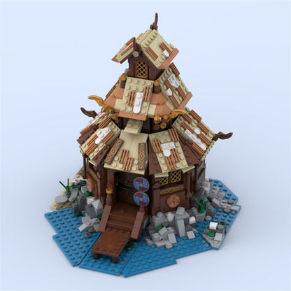 Viking Temple Coastal Timber Architecture MOC Building Kit - 3