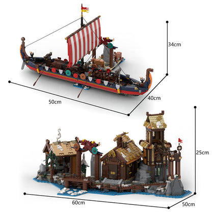 Viking Village Harbour Extension & Harbour Ship Building Kit | LEGO-Compatible MOC - 6