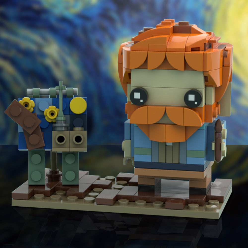 vincent van gogh brickheadz building set | moc-74161 - 1
