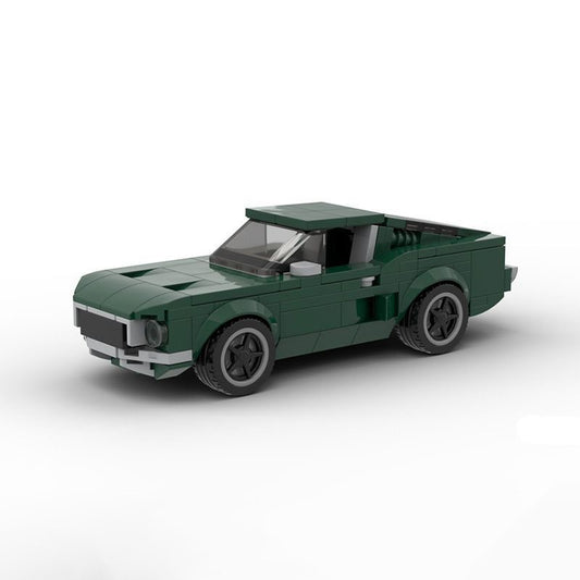 Vintage 1968 Dark Green V8 Fastback Muscle Car Building Kit | 6-Wide LEGO-Compatible MOC - 1