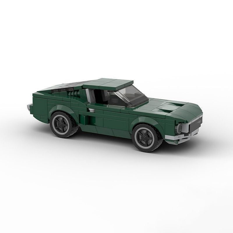 Vintage 1968 Dark Green V8 Muscle Car MOC Building Kit | 6-Wide Model - 3