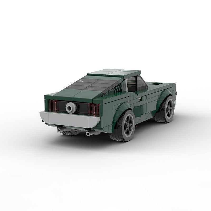 Vintage 1968 Dark Green V8 Muscle Car MOC Building Kit | 6-Wide Model - 4
