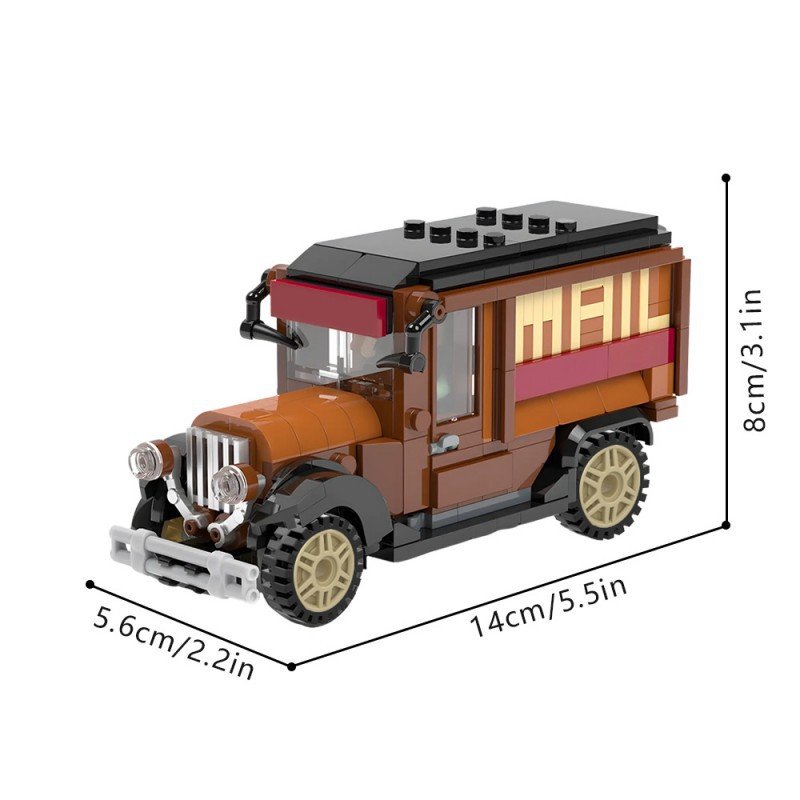 Vintage City Postal Mail Delivery Truck MOC Building Set | 6-Stud Utility Vehicle - 5