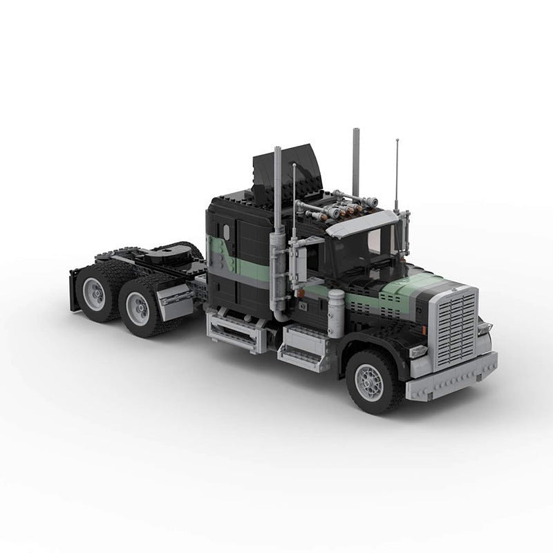 Vintage Long-Nose Heavy Truck MOC Building Kit | Classic Vehicle Model - 1