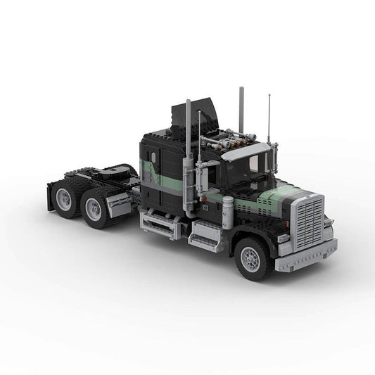 Vintage Long-Nose Heavy Truck MOC Building Kit | Classic Vehicle Model - 1