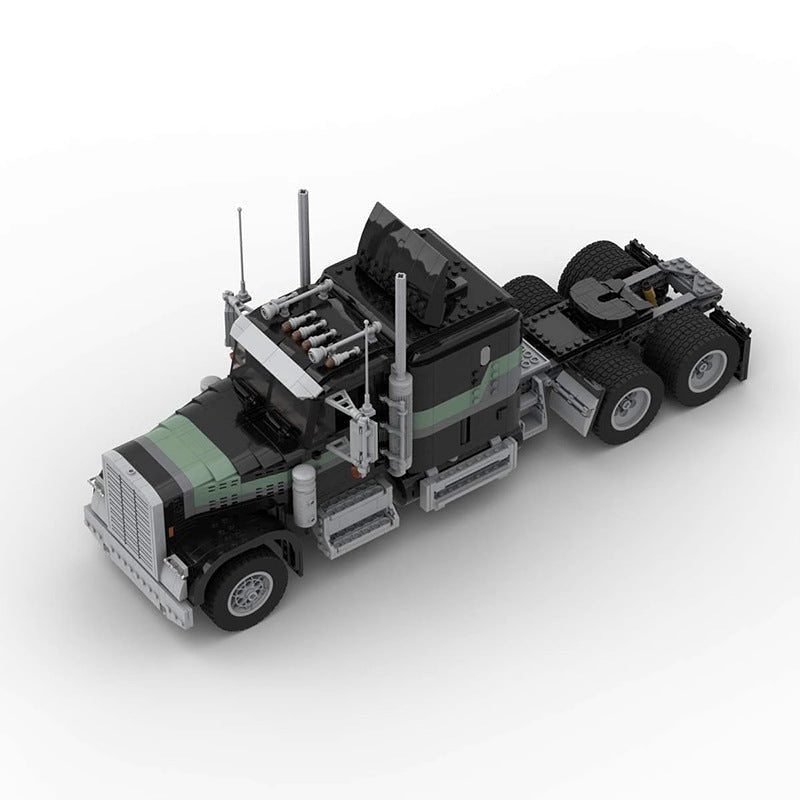 Vintage Long-Nose Heavy Truck MOC Building Kit | Classic Vehicle Model - 5