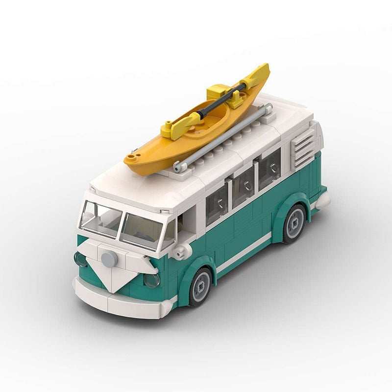 Vintage Turquoise Surf Camper Van MOC Building Kit | Retro Vehicle Model - 2