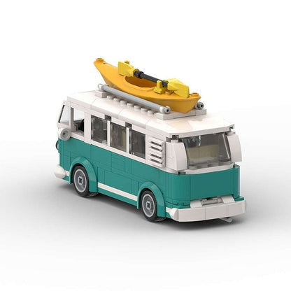 Vintage Turquoise Surf Camper Van MOC Building Kit | Retro Vehicle Model - 3
