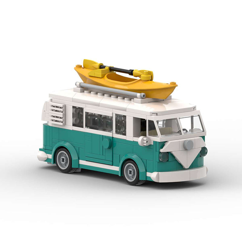 volkswagen t1 building set | 6 studs width | turquoise | moc-98772 - 5