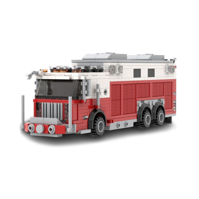Walk-In Heavy Rescue Fire Truck Building Kit | LEGO-Compatible MOC - 1