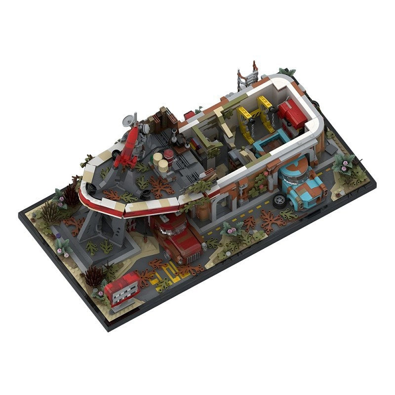Wasteland Red Gas Station MOC Building Kit | Post-Apocalyptic Garage - 5