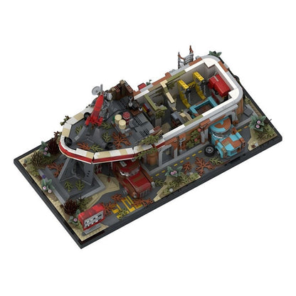 Wasteland Red Gas Station MOC Building Kit | Post-Apocalyptic Garage - 5