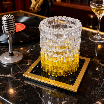 whiskey glass building kit | with gold glated coaster | moc-233730 - 1