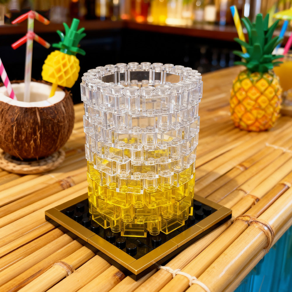 whiskey glass building kit | with gold glated coaster | moc-233730 - 2