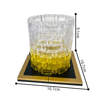 whiskey glass building kit | with gold glated coaster | moc-233730 - 4