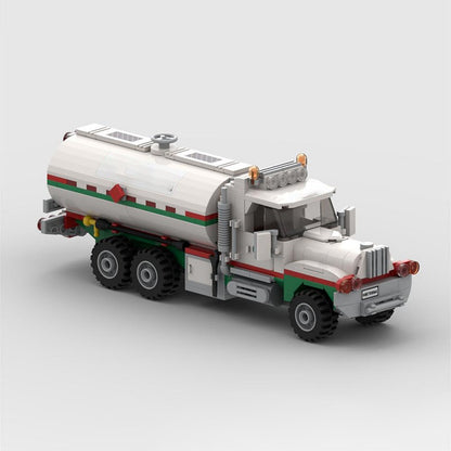 White 6-Wide Fuel Tanker Truck MOC Building Kit - 2