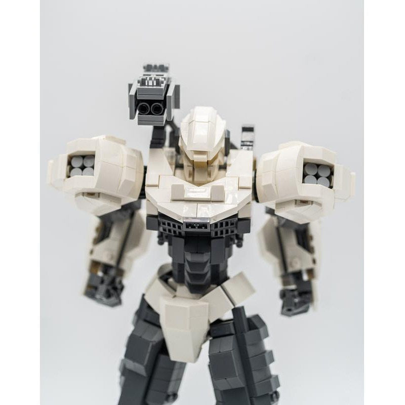White Armored Bipedal Shoulder-Cannon Mecha MOC Building Kit - 2