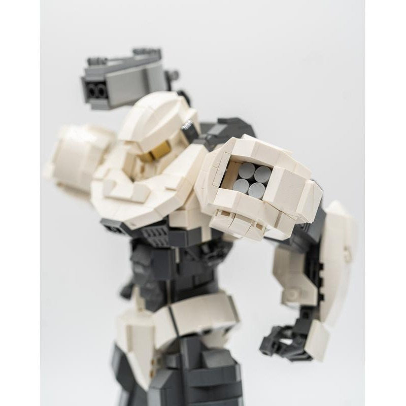 White Armored Bipedal Shoulder-Cannon Mecha MOC Building Kit - 3