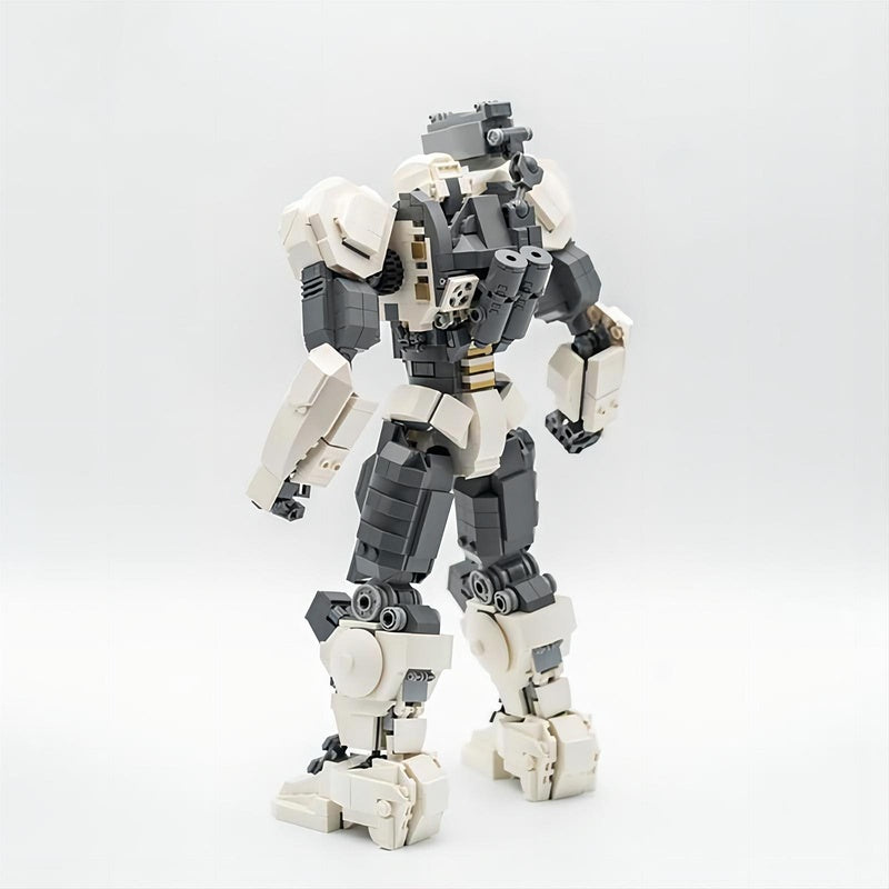 White Armored Bipedal Shoulder-Cannon Mecha MOC Building Kit - 4