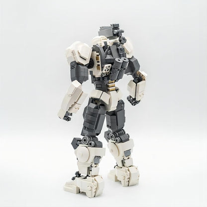 White Armored Bipedal Shoulder-Cannon Mecha MOC Building Kit - 4
