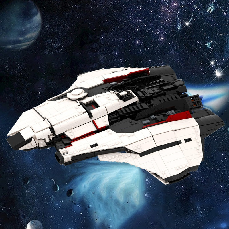 White Delta-Wing Space Transport MOC Building Kit | Sci-Fi Cargo Ship - 2
