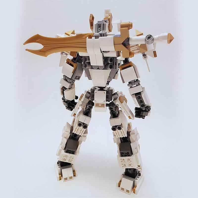 White Gold Knight Mech Lancelot MOC Building Kit | Armored Mecha Figure - 4