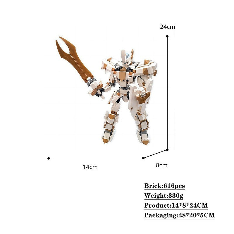 White Gold Knight Mech Lancelot MOC Building Kit | Armored Mecha Figure - 5