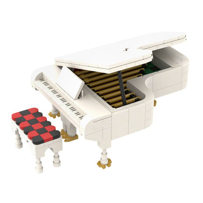 White Grand Piano MOC Building Kit | Elegant Musical Display Model - 5